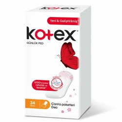 Kotex İnce Günlük Ped Deo Çanta Paketli 34 Adet