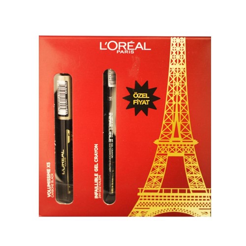 Loreal Paris Volumissime X 5 Maskara ve Gel Crayon Göz Kalemi Seti